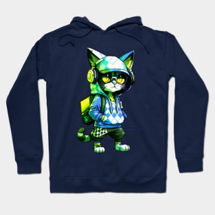 DJ Kitty Vibes (green blue) Hoodie